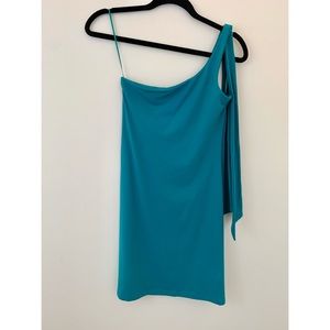 Susana Monaco Teal Dress- One Shoulder Mini